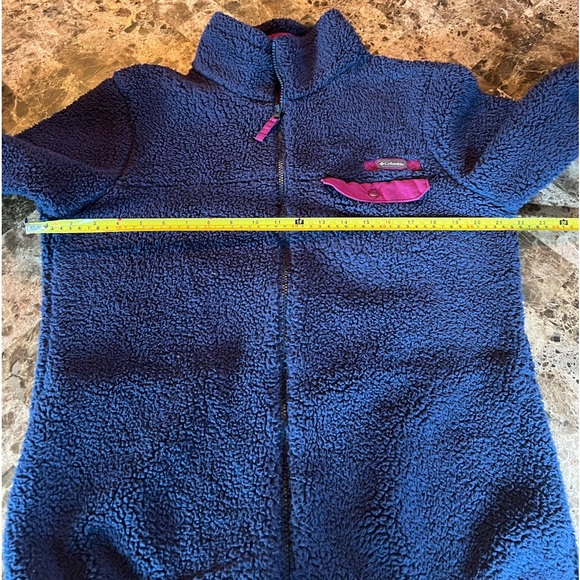 Columbia Mountain Side Heavyweight Fleece Jacket Cozy Teddy Navy Blue Large - Picture 12 of 12